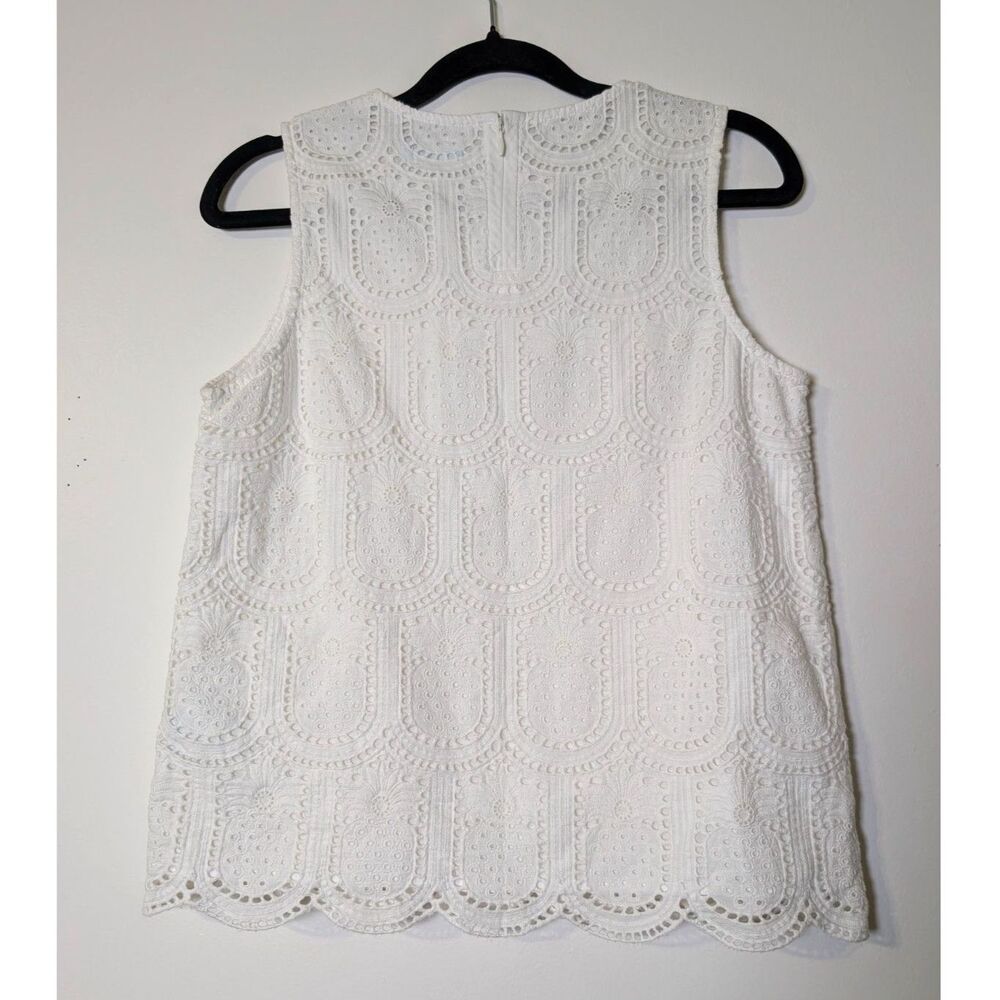 J. McLaughlin White Eyelet Sleeveless Blouse - Picture 3 of 7